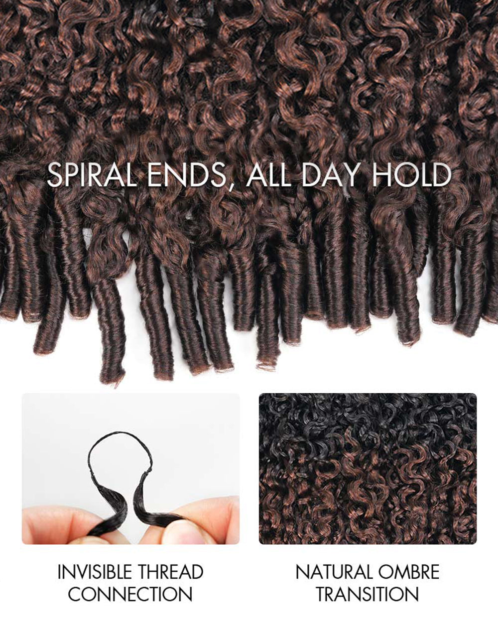 eullair T1B/4 Ombre Luxury 100% Human Hair Burmese Curls | Pre-Separated Boho Braiding Hair