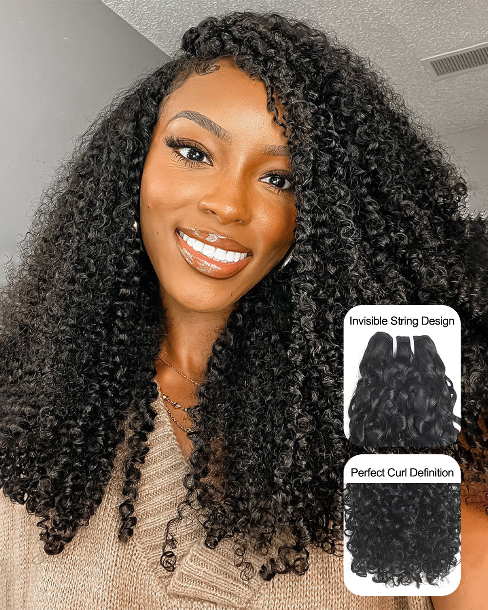 eullair 15A Real Raw Hair Pixie Curly Spiral Curls Ends Human Hair Bundles Deal Virgin Hair Weave 3/4 Bundle