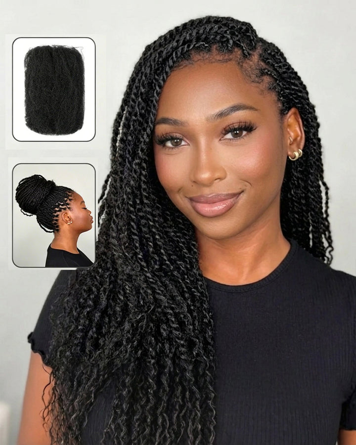 eullair 100% Human Hair Bulk for Mini Twist Braiding & Dreadlocks Upgraded- Natural Black Afro Kinky Texture