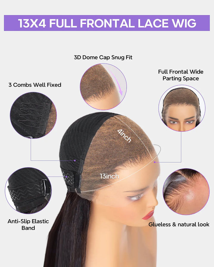 eullair 4C Edges Hairline Kinky Straight Glueless 6×4 Gluless Lace Short Bob Wig|200% Density