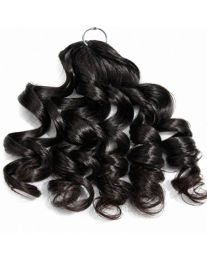 eullair French Curl Human Hair Feather Crochet Extensions - Pre-Looped For Miracle Knots
