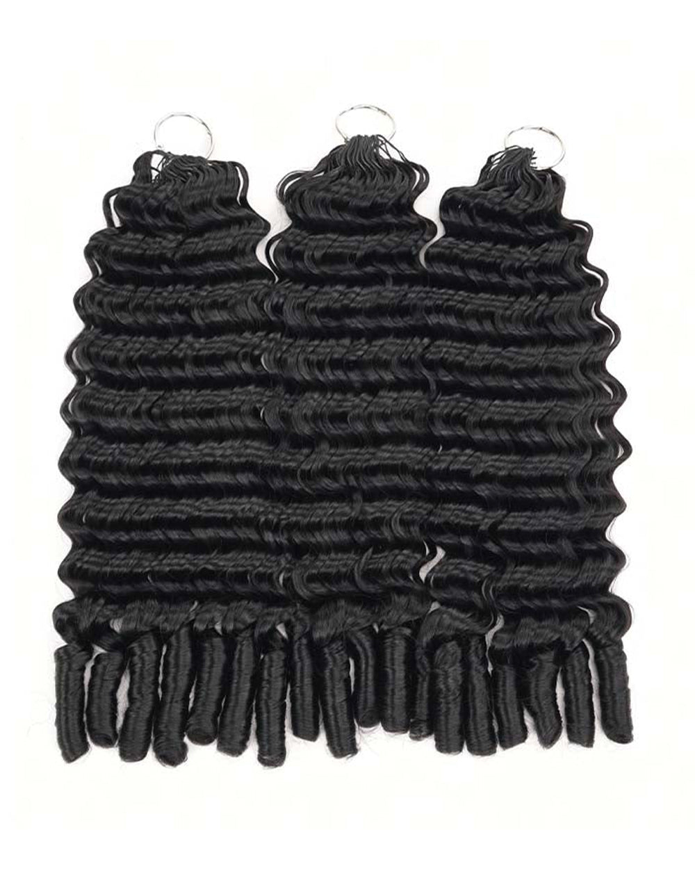 eullair Burmese Deep Loose Wave Feather Crochet Spiral Curl Ends Human Hair Extensions Miracle Knots
