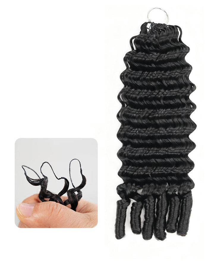 eullair Burmese Deep Loose Wave Feather Crochet Spiral Curl Ends Human Hair Extensions Miracle Knots