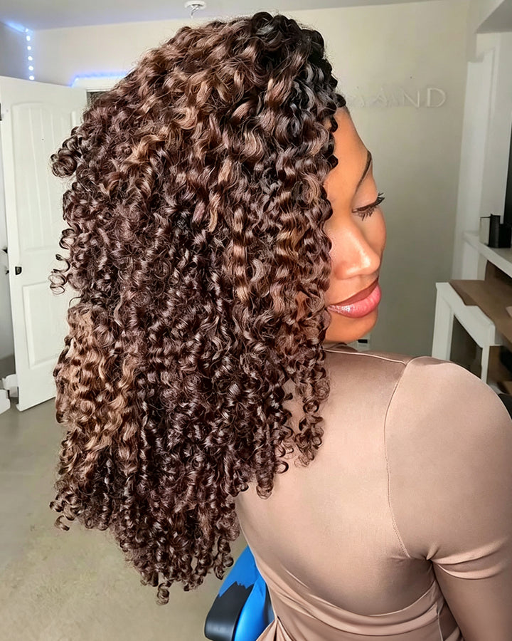 eullair T1B/4 Ombre Luxury 100% Human Hair Burmese Curls | Pre-Separated Boho Braiding Hair