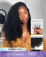 eullair Feather Crochet Curly Hair - 3C-4A Kinky Coily 100% Human Hair Pre-Looped