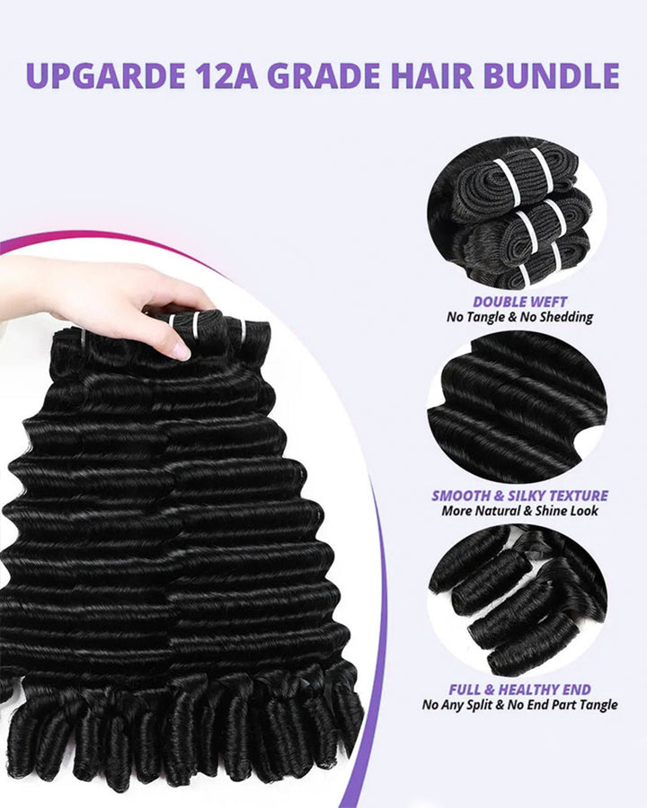 eullair 15A Burmese Loose Deep Wave With Spiral Ends Raw Human Hair Bundles Virgin Unprocessed Raw 100% Human Hair Extensions
