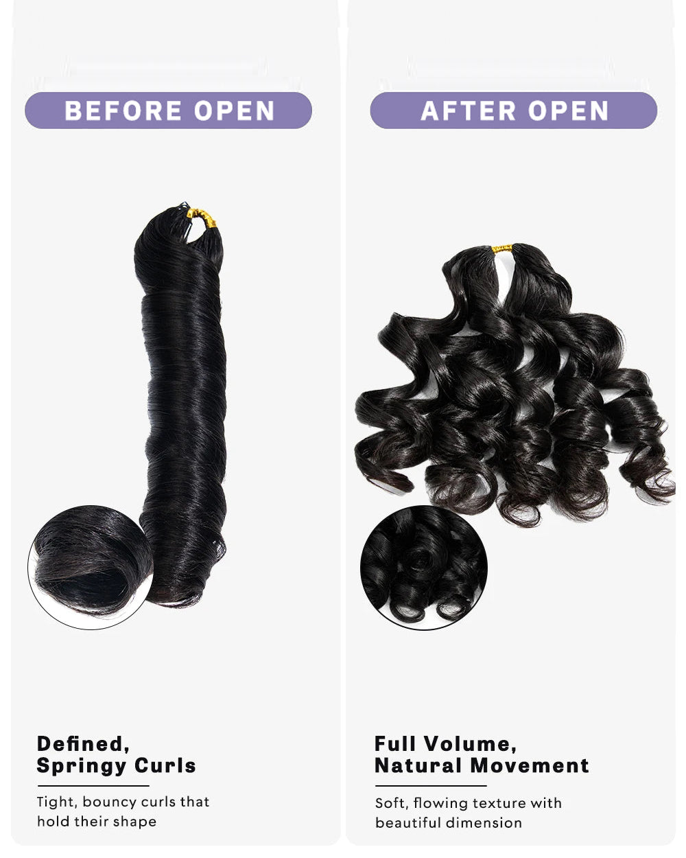 eullair French Curl Human Hair Feather Crochet Extensions - Pre-Looped For Miracle Knots
