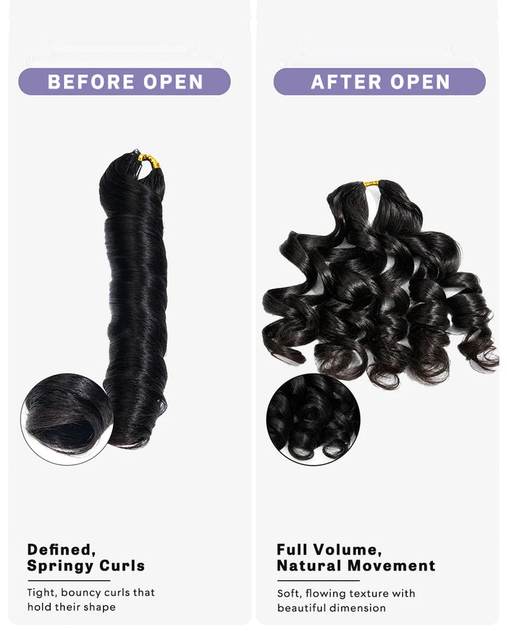 eullair French Curl Human Hair Feather Crochet Extensions - Pre-Looped For Miracle Knots
