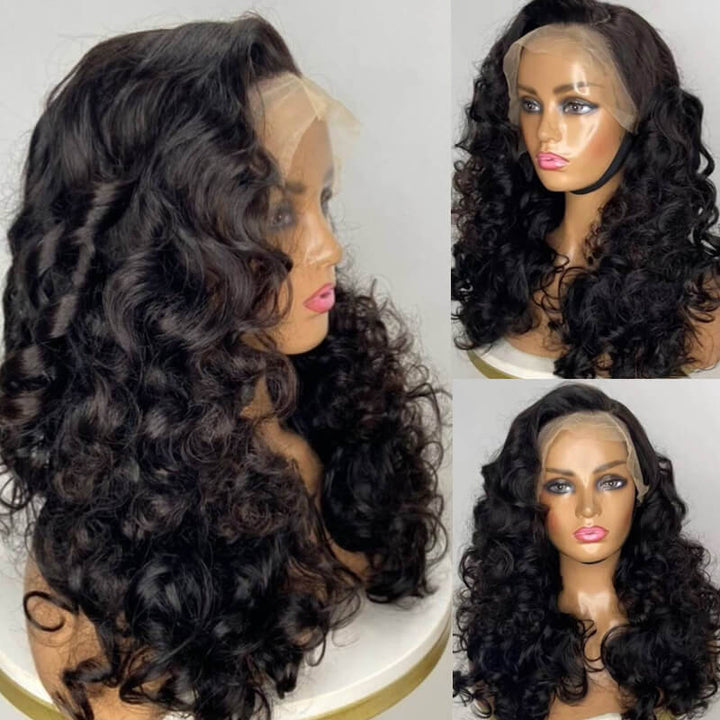 eullair Medium Length Bouncy Curly Wig 13x4 Lace Frontal Ombre Colored Human Hair Wigs Holiday Hairstyles For Darkskin Women