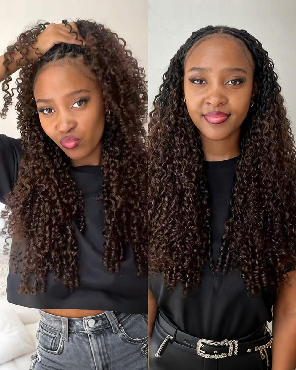 eullair T1B/4 Ombre Luxury 100% Human Hair Burmese Curls | Pre-Separated Boho Braiding Hair