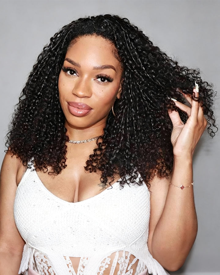 eullair Pixie Curly Feather Crochet Spiral Curl Human Hair Extensions - Pre-Looped For Miracle Knots