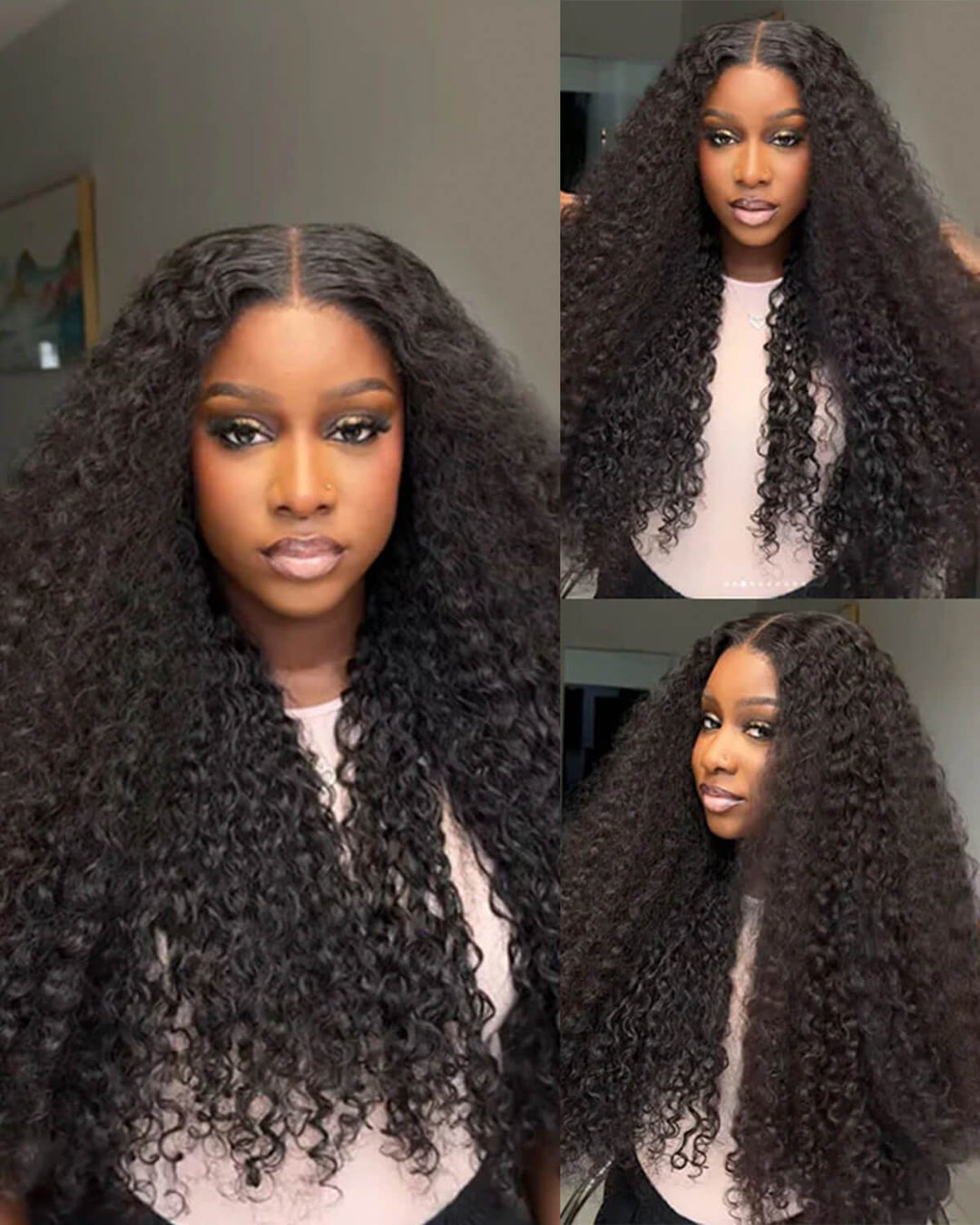 15A Grade | eullair Double Drawn with Full Ends Small Curly Human Hair Wig Transparent HD Lace Frontal Wigs For Women