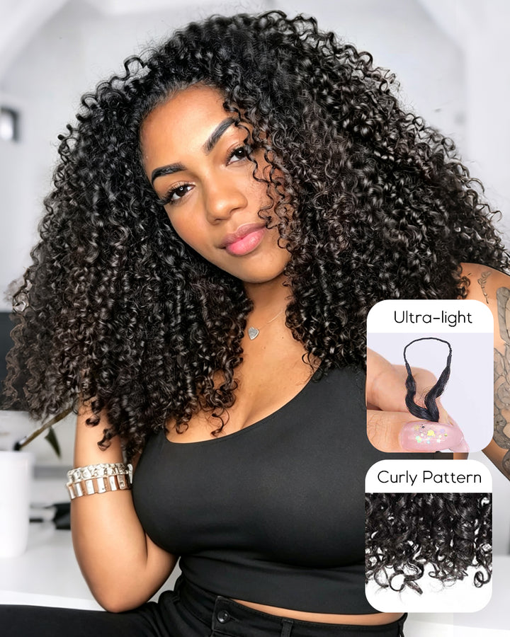 eullair Pixie Curly Feather Crochet Spiral Curl Human Hair Extensions - Pre-Looped For Miracle Knots