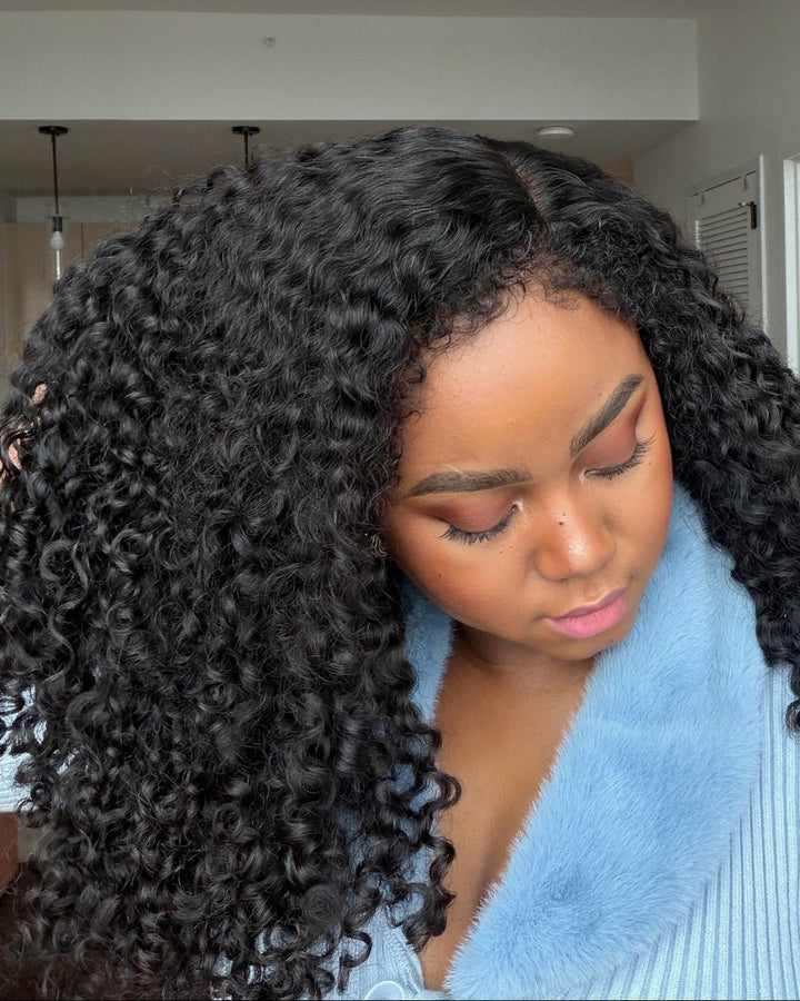 eullair Burmese Curly 4C Edges Invisi Strap Snug Fit Laid Flat 360 Transparent Lace Wig with Curly Baby Hair All