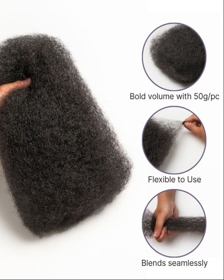 eullair 100% Human Hair Bulk for Braiding & Dreadlocks - Natural Black Afro Kinky Texture