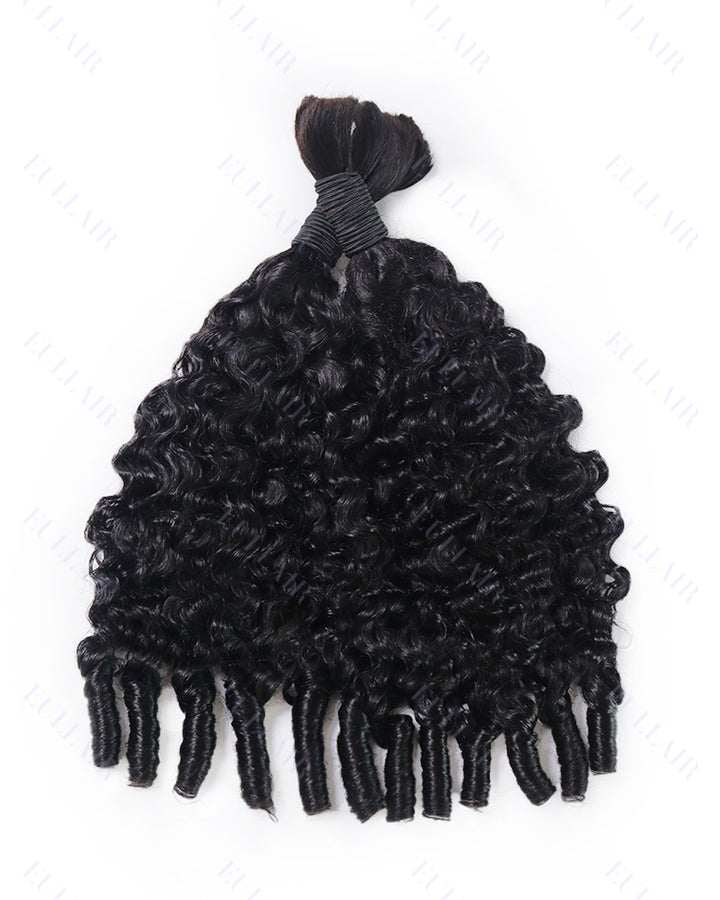 eullair Burmese Curly Boho Human Hair for Braiding Hair Bulk Remy Hair Extensions for Women 60G/Pack No Weft Natural Black
