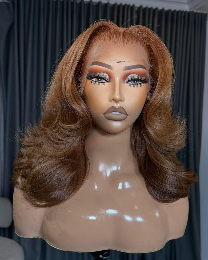 eullair Brown Colored Glueless Lace Front Wigs Loose Wave Wavy 13x4 Lace Frontal Human Hair Wigs Brazilian Virgin Hair Body Wave Lace Wig