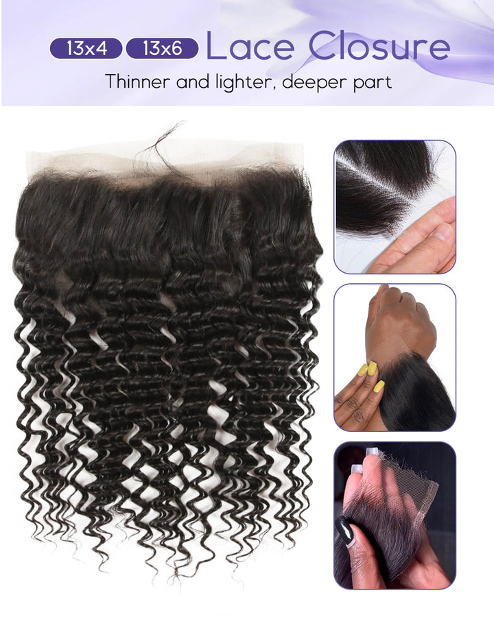 eullair 1 Piece 13x4/13x6 Lace Frontal Medium Brown 10-20 Inches Virgin Human Hair