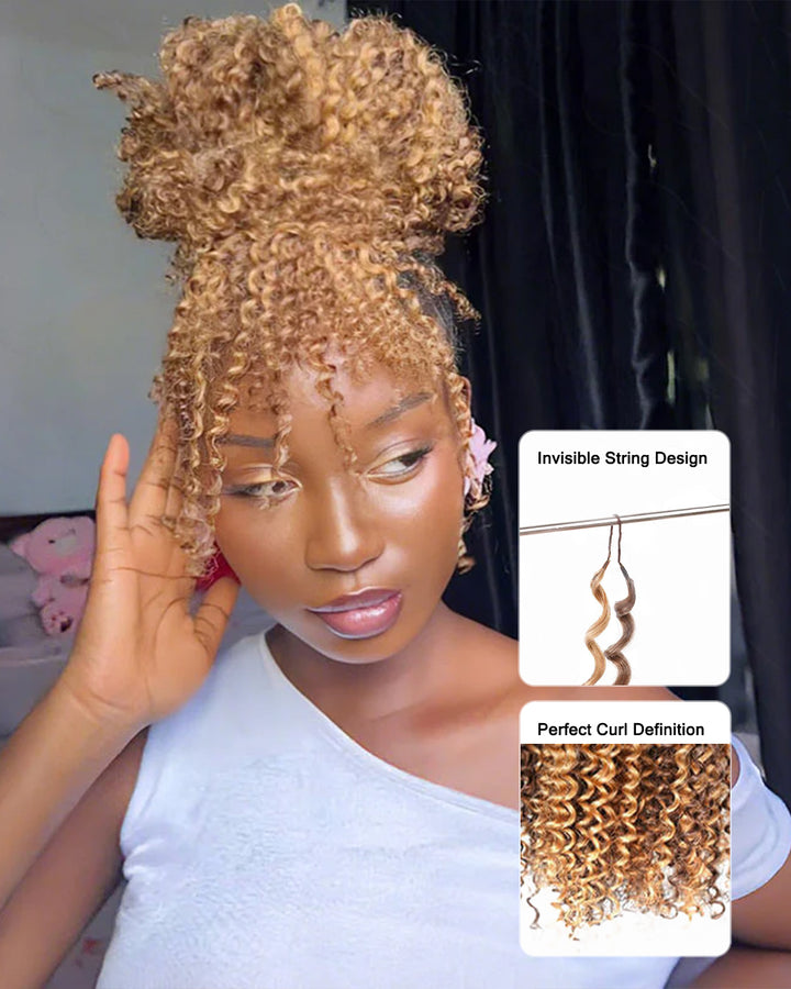 eullair #4/27 Highlight Brown 3C-A4 Kinky Curly Crochet Hair For Miracle Knots Soft Lightweight Defined Curl Pattern Natural Style