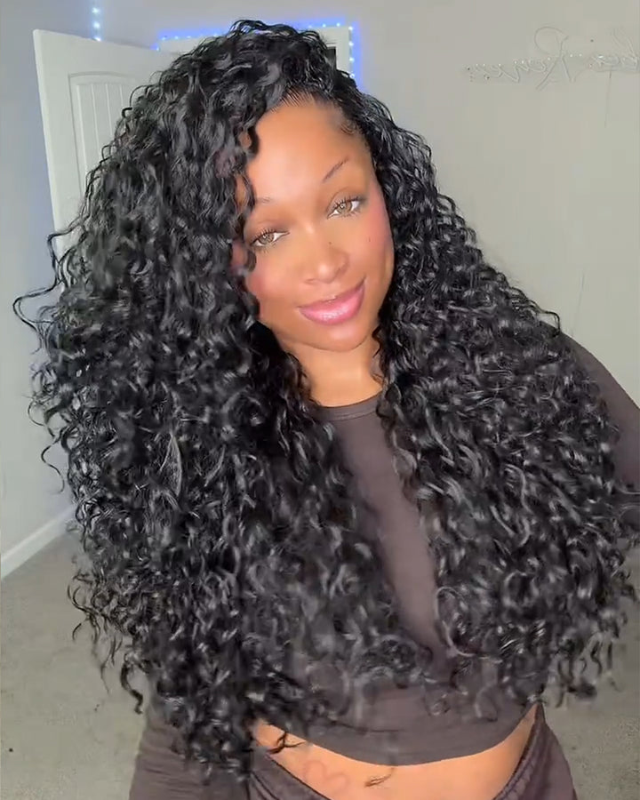 eullair Burmese Deep Loose Wave Feather Crochet Spiral Curl Ends Human Hair Extensions Miracle Knots