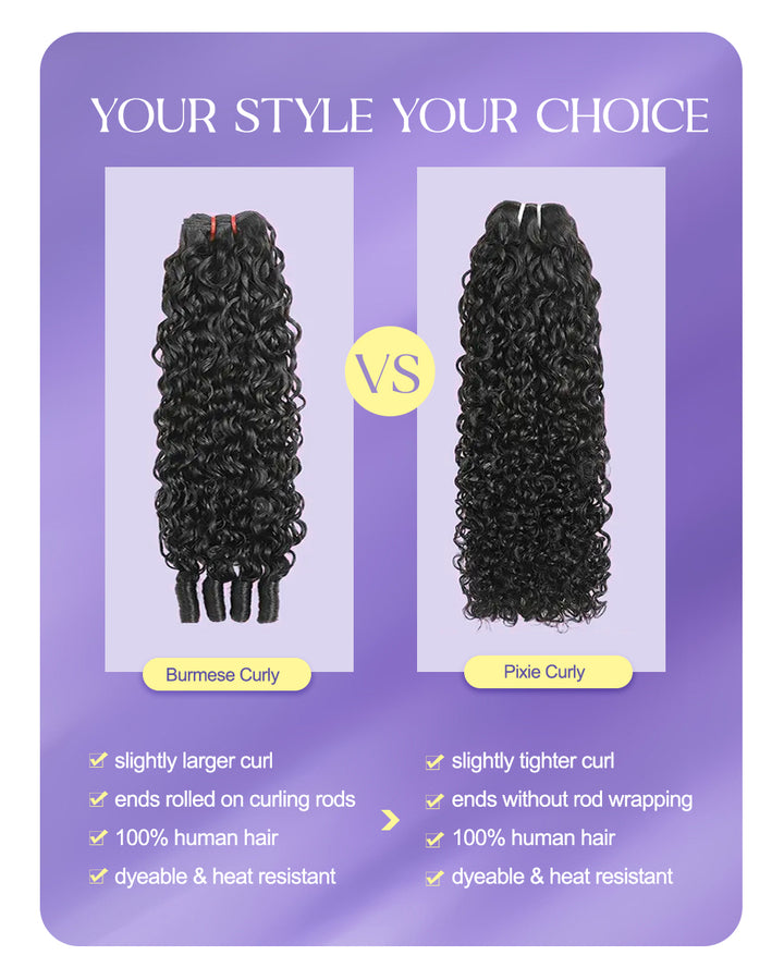 eullair 15A Real Raw Hair Pixie Curly Spiral Curls Ends Human Hair Bundles Deal Virgin Hair Weave 3/4 Bundle