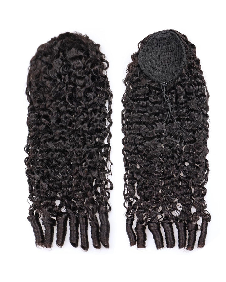 eullair Burmese Curly Adjustable Human Hair Drawstring Ponytail Curly Hair Extensions For Black Women