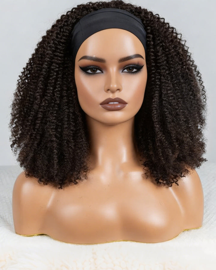 eullair Kinky Curly Headband Wig Ice Silk Band Natural Look Beginner Friendly