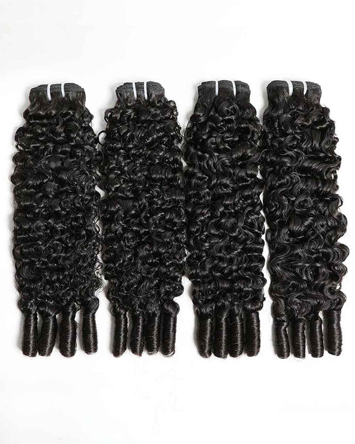 eullair Real Raw Burmese Curly Spiral Curls Ends Human Hair Bundles Deal Virgin Hair Weave 3/4 Bundles