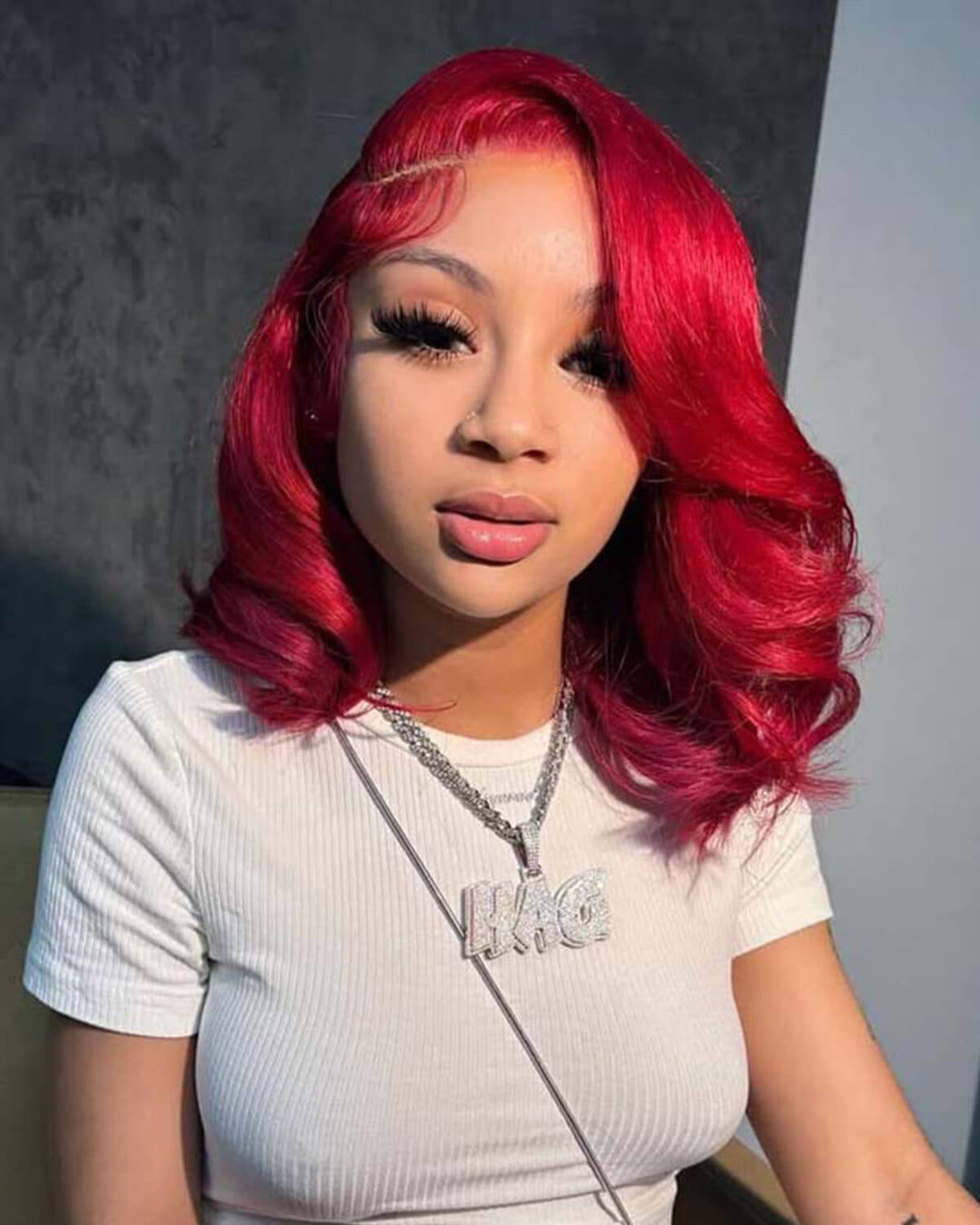 eullair $99 Short Styled Layered Cut Red Wavy BOB Wigs 13x4 Lace Frontal Human Hair Wig For Women