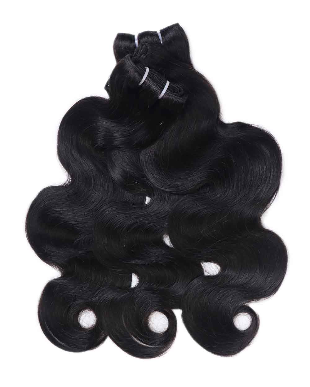 eullair 15A Raw Super Double Drawn Body Wave Bundles Human Quick Weave 3/4 Bundles No Tangle