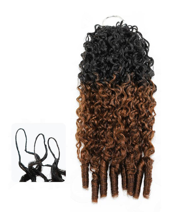 eullair T1B/30 Burmese Curly Crochet Hai 100% Human Hair r-Ombre Brown Boho Braids, Pre-Separated, Time-Saving
