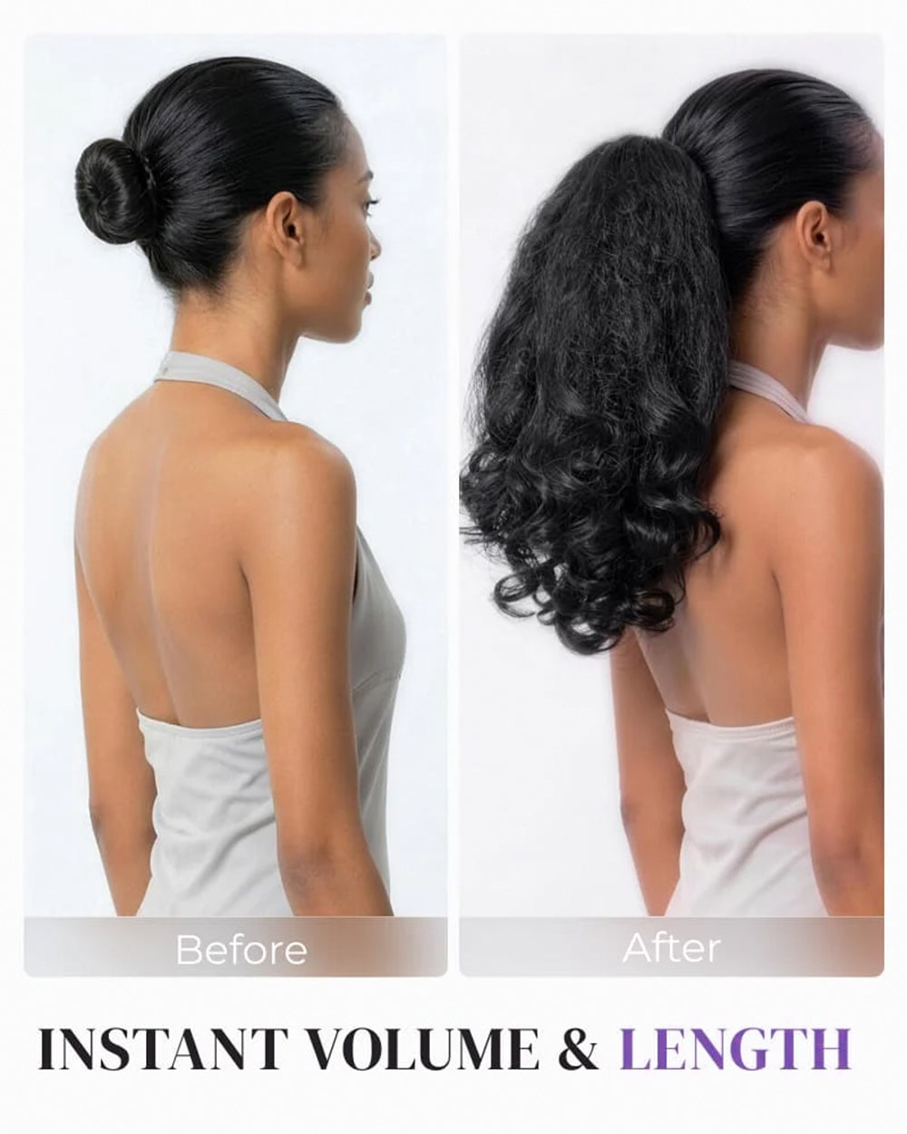 eullair Kinky Straight Curl End Human Hair Drawstring Ponytail Adjustable Instant Volume 100% Human Hair Extensions For Black Women