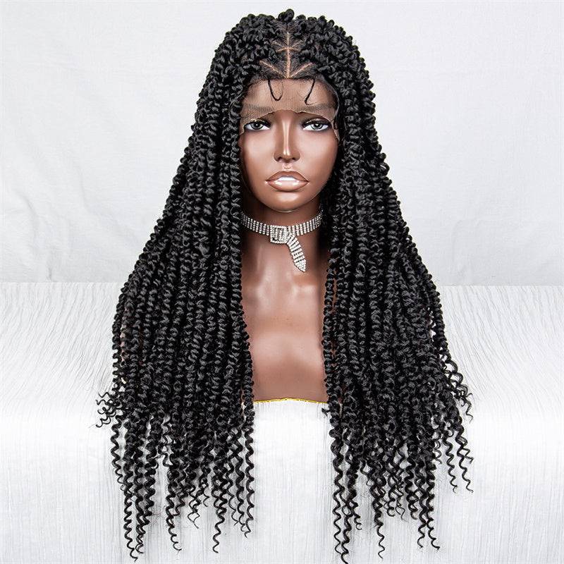 Catherine-WTPS-030 Extra Long Twisted Knotless Braiding Hair Wigs With Baby Hair Full Lace Braided Hair Wig Soft Lightweight For Women 36inch