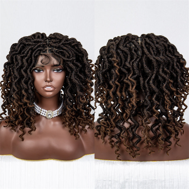 Mabel-WTFU-032 18inch Short Length Butterfly Locs Crochet Synthetic Braid Full Lace Wig Faux Locs Crochet Braided Wigs With Baby Hair