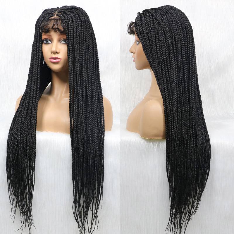 Cynthia-Middle Part 4x4 Lace Front PRO BOX Twist Braid Wigs Glueless Soft Long Braided Wig Synthetic Hair Wigs For Women Girls