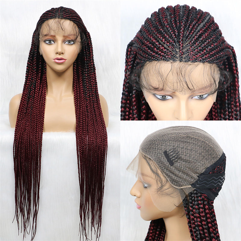 Kyra-JJCX-004 32" Long 13x9 Lace Front Knotless Box Braided Wigs Cornrow Braids Lace Frontal With Baby Hair Braided Wigs For Women