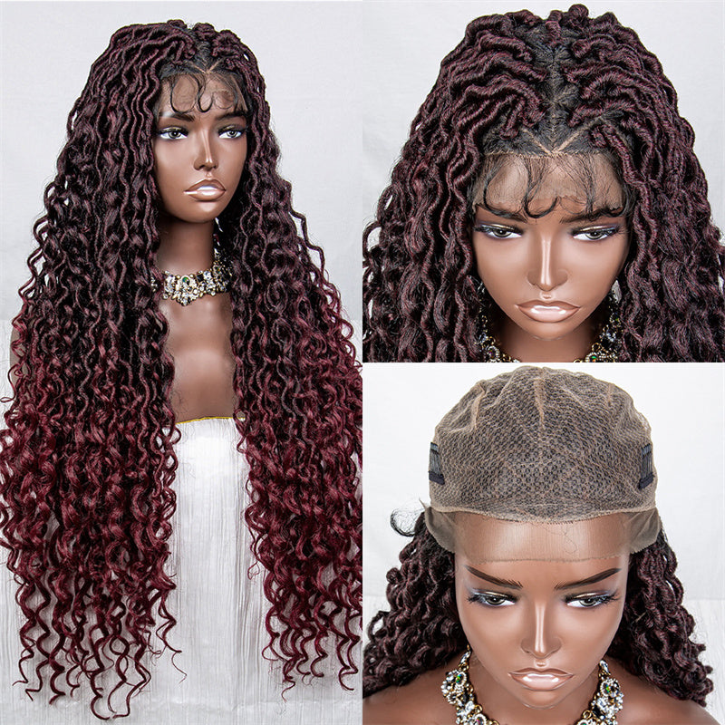 Karida-WRGM-026 36inch Lace Braided Wigs For Women Twisted Synthetic Full Lace Wig Super Lightweight Soft Faux Locs Crochet Braids Hair Wigs