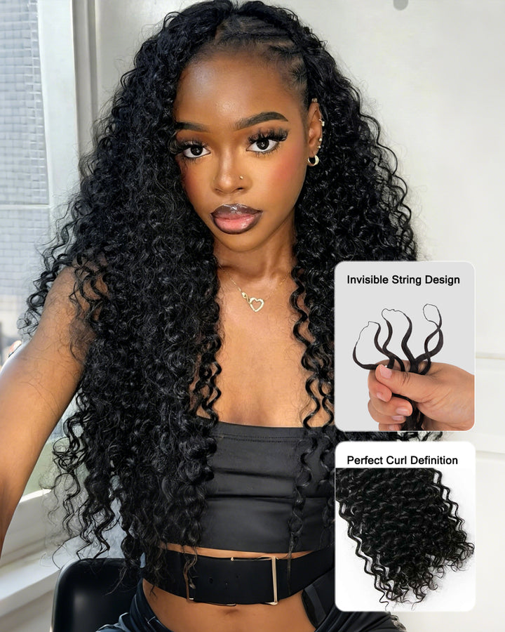 eullair Water Wave Human Hair Crochet Extensions - Pre-Looped For Boho Style