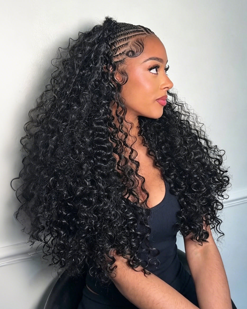 eullair Water Wave Human Hair Crochet Extensions - Pre-Looped For Boho Style