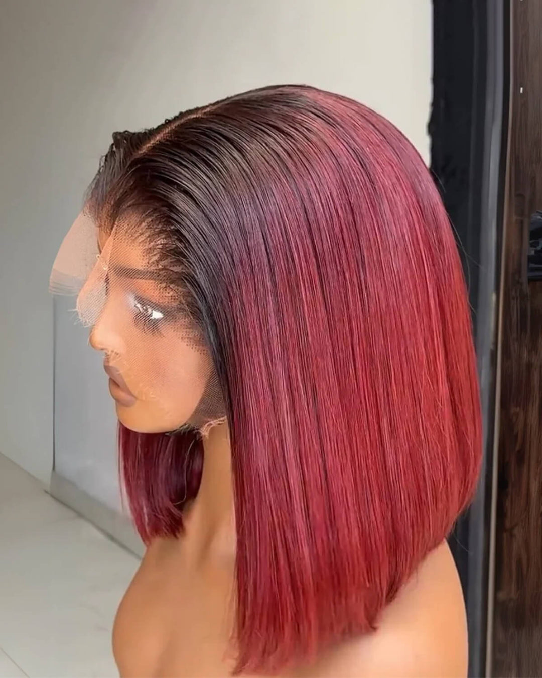 eullair Custom Colored 1B Ombre Bob Straight Wig Widows Peak Hairline 13x6 Skin Melt Lace Frontal Wig