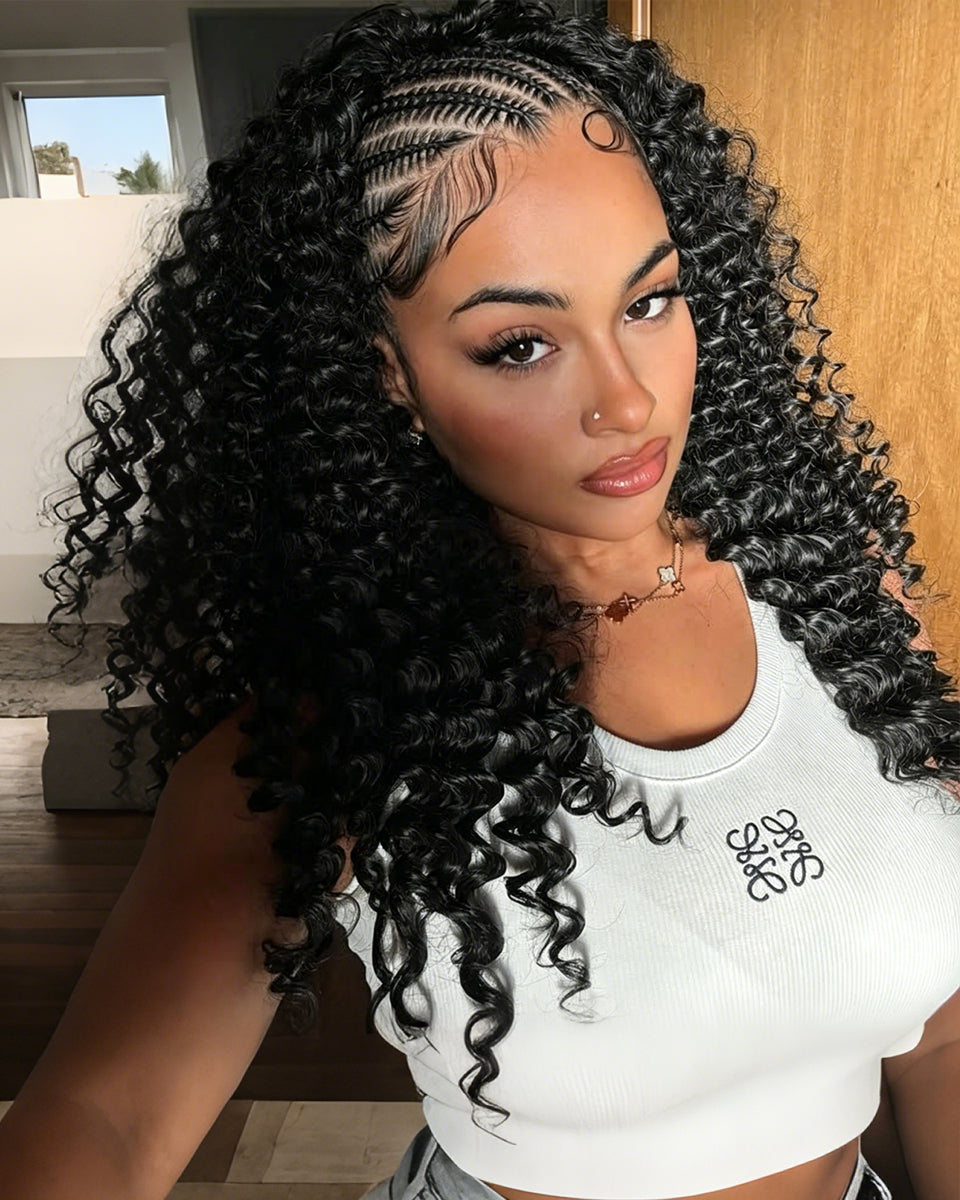 eullair Water Wave Human Hair Crochet Extensions - Pre-Looped For Boho Style