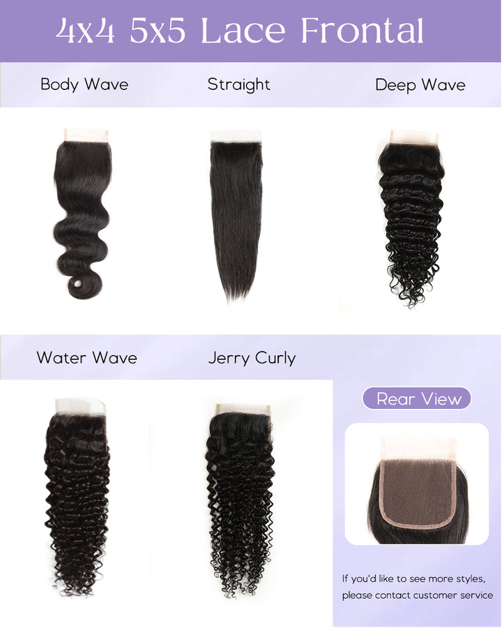 eullair 1 Piece 4x4/5x5 Lace Frontal Medium Brown 10-20 Inches Virgin Human Hair