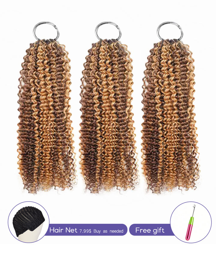 eullair #4/27 Highlight Brown 3C-A4 Kinky Curly Crochet Hair For Miracle Knots Soft Lightweight Defined Curl Pattern Natural Style