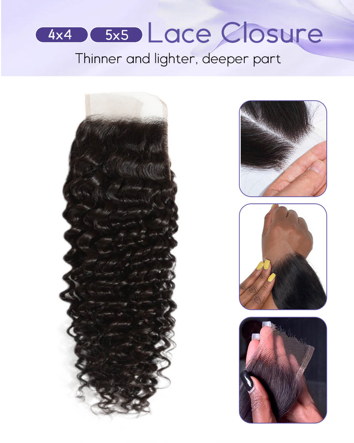 eullair 1 Piece 4x4/5x5 Lace Frontal Medium Brown 10-20 Inches Virgin Human Hair