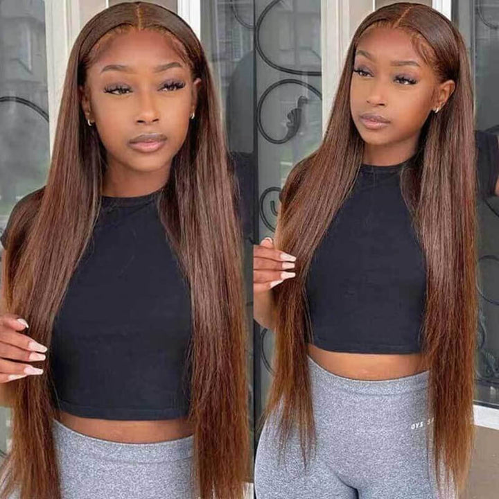 TikTok @wh0.nia Recommend | eullair Perfect Chocolate Brown Lace Frontal Human Hair Wig For Brown Skin Women