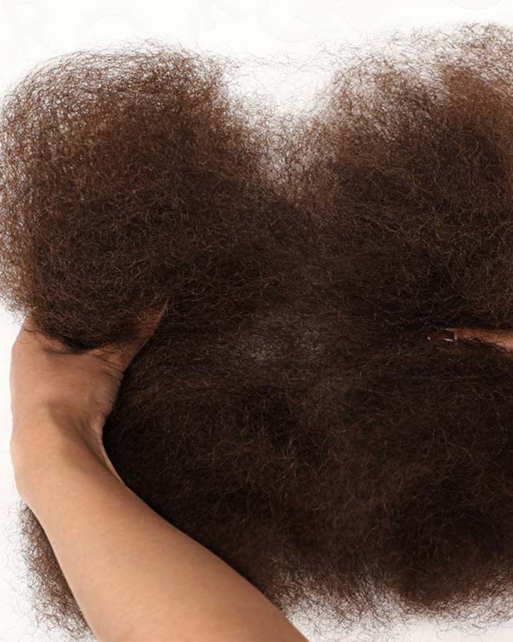 eullair 100% Human Hair Dark Brown Afro kinky Bulk Hair Extensions For Braiding Dreadlock Human Hair - Natural Black Afro Kinky Texture