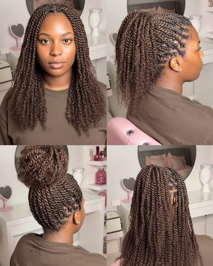 eullair 100% Human Hair Dark Brown Afro kinky Bulk Hair Extensions For Braiding Dreadlock Human Hair - Natural Black Afro Kinky Texture