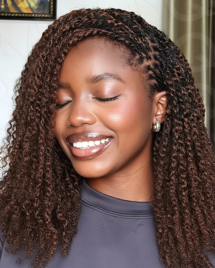 eullair 100% Human Hair Dark Brown Afro kinky Bulk Hair Extensions For Braiding Dreadlock Human Hair - Natural Black Afro Kinky Texture