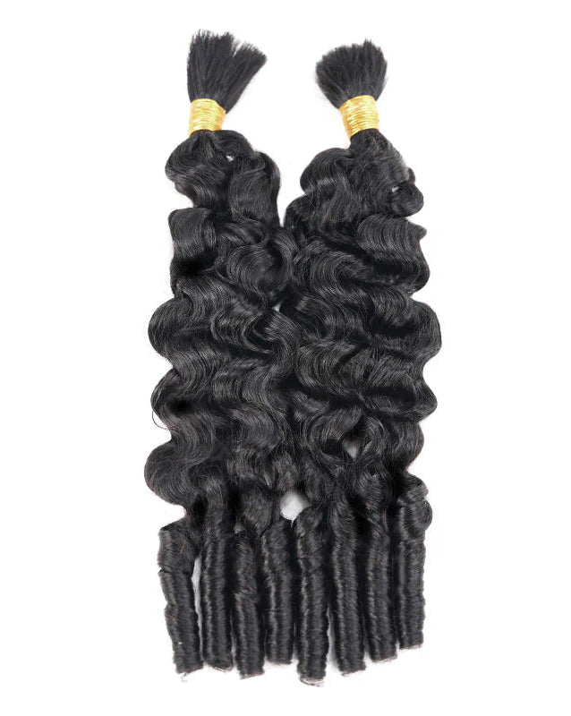 eullair Burmese Curly Boho Human Hair for Braiding Hair Bulk Remy Hair Extensions for Women 100G/Pack No Weft Natural Black