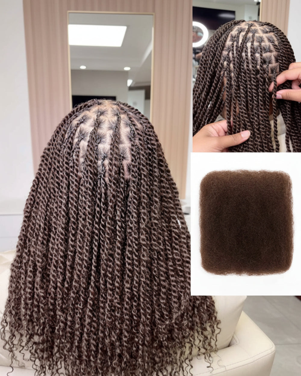 eullair 100% Human Hair Dark Brown Afro kinky Bulk Hair Extensions For Braiding Dreadlock Human Hair - Natural Black Afro Kinky Texture